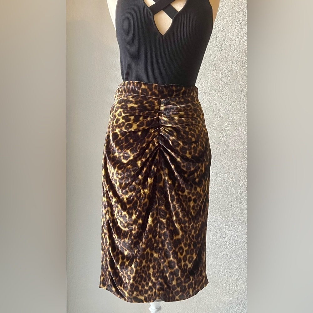 Masscob Silk Velvet Leopard Print Skirt size tag 38